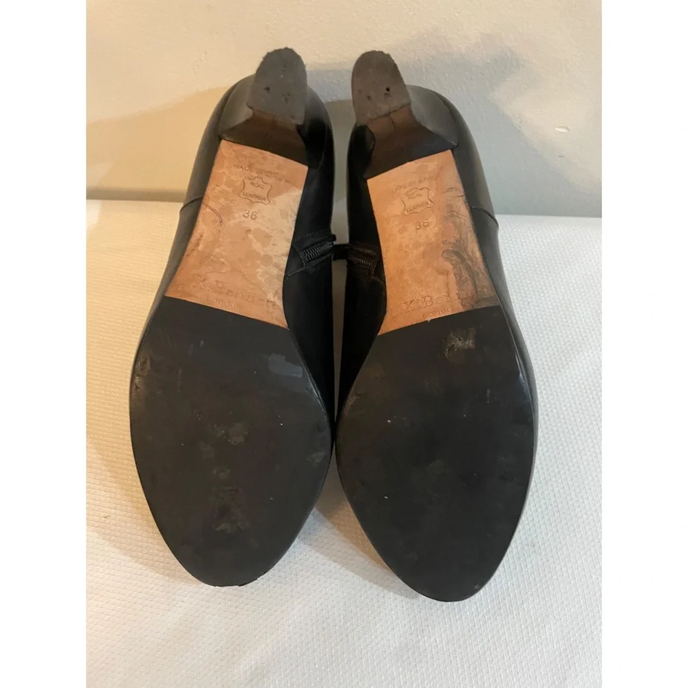 L.K BENNETT LONDON Black Leather Suede Booties Shoes Size 36